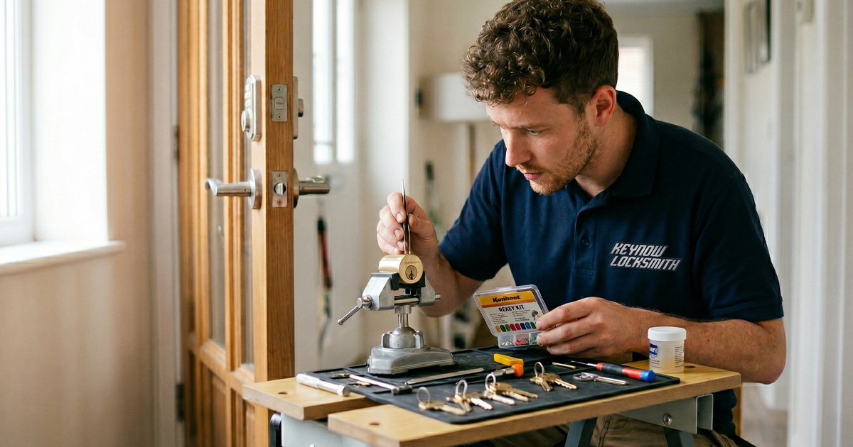 Dallas house rekey pricing guide 2026 — per-cylinder and full-home rekey cost tables by KeyNow Locksmith