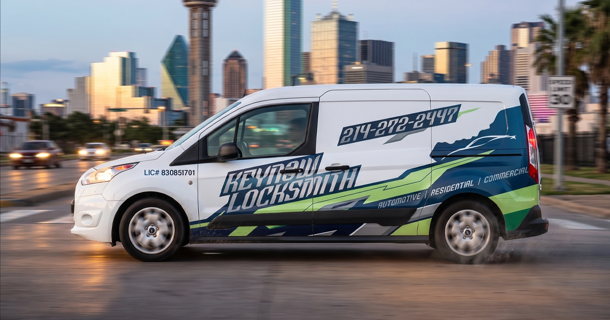 KeyNow Locksmith service van dispatched to Uptown Dallas and the Deep Ellum corridor