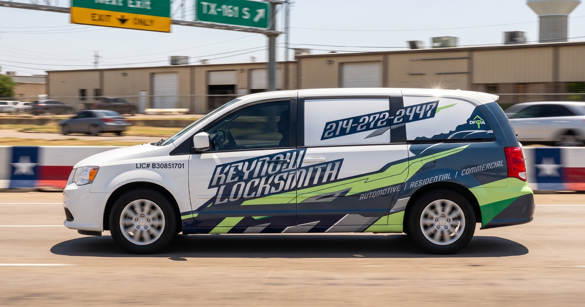 KeyNow Locksmith service van covering Irving, Las Colinas and the Grand Prairie I-30 corridor